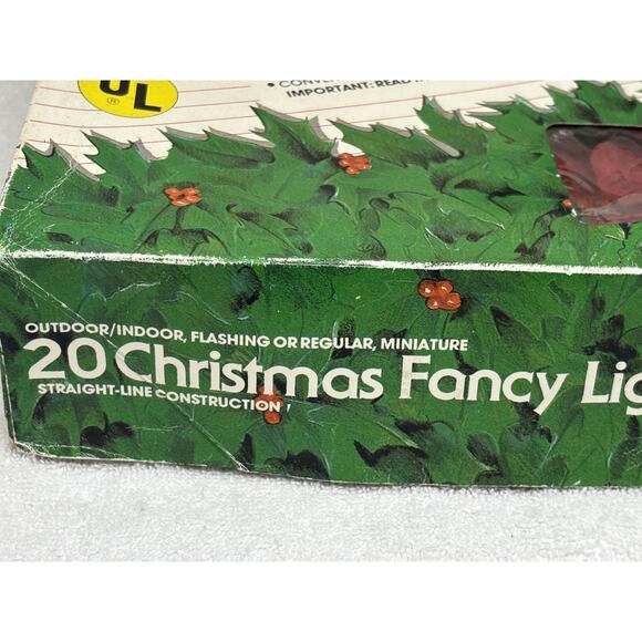 Vtg Christmas Poinsettia Fancy Light 2 Sets String EVERGLOW 40 Lights Total - Picture 7 of 12